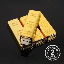 Clé USB Lingot d'Or Gravé Barre Métal 128 Go 64 32 16 8 4 Go 128 Mo Rétractable