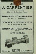 PARIS ( DELAMBRE ) ATELIERS RUHMKORFF / J. CARPENTIER / RUPTEUR / PUBLICITE 1906