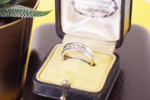 Bague bandeau diamants or - en,