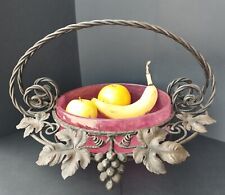 Ancienne coupe à fruits Art Déco fer forgé et pâte de verre années 1920 / 30 