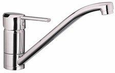 Robinet mitigeur d'évier de cuisine bas à bec rotatif chromé cartouche céramiqu