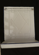 Ancien superbe porte louches couverts ustensiles en tôle émaillée grand format