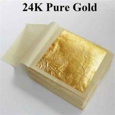 20x 8x8cm Pratique K Pure Brillant Feuille D'Or pour Dorure Funiture Lignes Mur