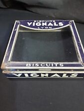 Rare boîte présentoir en tôle lithographiée Biscuits Vignals