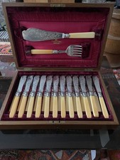 Ménagère À Poisson Métal Argenté Anglais A&Ds Poinçon