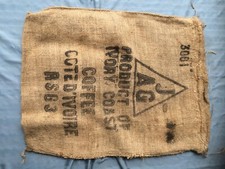 sac en toile de jute café côte d'ivoire ancien vintage