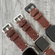 Luxe Montre Cuir Marron Bracelet pour Apple Ultra 49mm – Épais Rugueux Bande