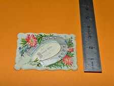 CHROMO 1880 - 1899 DECOUPIS DIE CUT BONNE FETE FER A CHEVAL FLEURS Gaufré