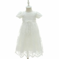 Robe De Baptême Traditionnelle Pour Bébé Fille Nouveau-Né Longue En Dentelle