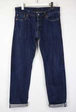 UNIQLO Jeans Pour Hommes W34/~L32 Zip Fly Droit Coupe Régulière Bleu Selvedge