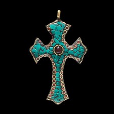 PENDENTIF CROIX BOHO FAIT MAIN