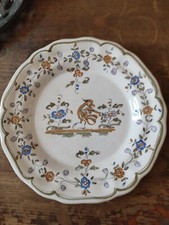Martres Tolosane assiette plate faïence décor à l oiseau et fleurs