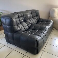 Canapé Kashima cuir noir, 1970, Ligne roset Vintage