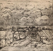 Ruth Sadowsky (XXème siècle) belle gravure post-impressionniste signée à la main