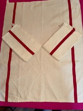 3 torchons anciens main neufs liteaux rouges  74 cm x 60 cm, réf T222