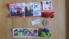 (60) kinder lot de 2 motos avec sa Bande BPZ et autocollant , no voiture