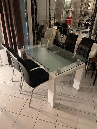 Table manger verre trempé - table, à