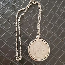 Pièce 5 Francs Louis Philippe 1845 W Montée en pendentif + Chaine argent 40,72 g