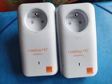 Lot 2 Prises Adaptateurs CPL Orange Extender Ethernet Liveplug HD 500 Mbits/s m