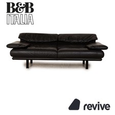 B&B Italia Alanda Canapé En Cuir Noir Trois Places Fonction Manuelle
