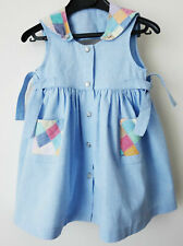 ROBE coton bleu Gina Diwan 1an 12 mois patchwork pastel très très joli Superbe