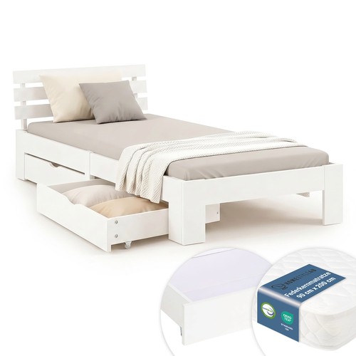 Lit simple 90x200 blanc - simple,