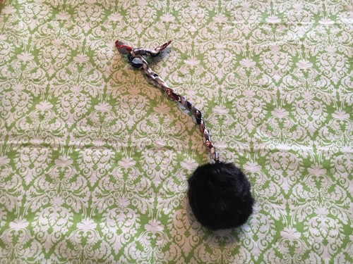 Black poof purse key chain - purse/key,