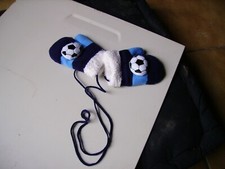 Gants moufles  bleu décor