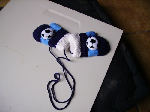 Gants moufles bleu décor - gants, moufles 