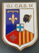 Insigne POLICE G.I. CRS IX relief Thème Corse VINTAGE ORIGINAL BADGE France