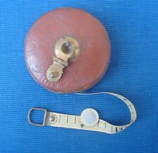 V55 Decametre ancien Cuir Laiton Ruban 15 metres 