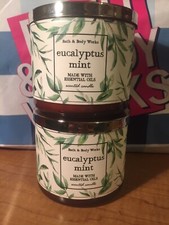 TWO NEW Bath & Body Works EUCALYPTUS MINT 3 Wick Candles 14.5oz
