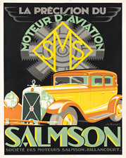 Affiche voiture art déco Salmson moteur aviation art mural -...