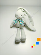 Peluche/Doudou Pantin Lapinoo Lapin Aqua Vert Bleu Foulard Feuilles 25cm - Kaloo