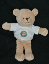 Peluche ROLAND GARROS Doudou Ours Beige BNP PARIBAS Tee-Shirt Blanc 22 Cm TTBE