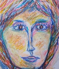 Tableau Portrait visage ancien femme Tête Personnage 21x29cm/Feuille signé
