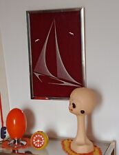 STRING ART : Ancien Tableau Cadre en Fils Tendus /Clous Voilier Bâteau Années 70