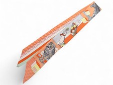 FOULARD HERMES TWILLY GRAND THEATRE GIANPOLO PAGNI SOIE SOIE ORANGE SCARF 210€
