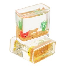  2 Pcs Aquarium Carré Miniature Pour Poissons Rouges Réservoir De Micro-paysage