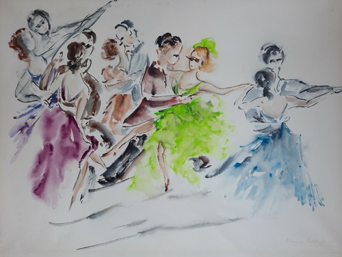 Danse couples aquarelle - couples,