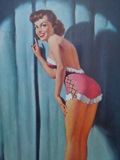 Pin Up Vintage En Guêpière Rose   Chromo Image Ancienne Années 50.   CHPU14