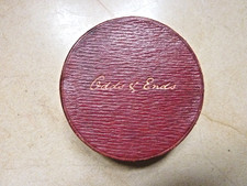 Boite ronde ancienne cuir maroquin rouge compartiments Angleterre