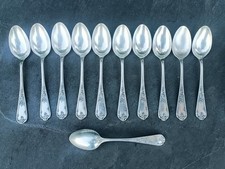 Série de 11 Cuillères  à Café  Dessert Louis  XV Marly ,Deetjen Métal Argenté 