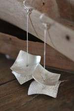 Stylé 925 Argent Massif Double Carré Boucles D'Oreilles Bijoux Femmes 28 Gram