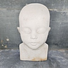 Portait d’enfant en plâtre post-mortem, masque mortuaire rare, fin XIXème