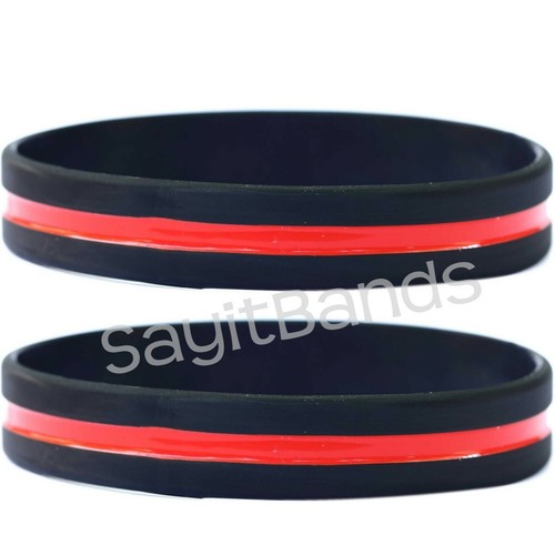 Thin red line wristbands - red,