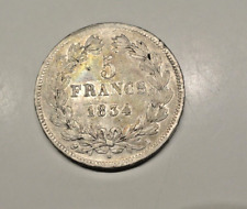 LOUIS PHILIPPE  5 FRANCS  1834 I  RARE   petit tirage