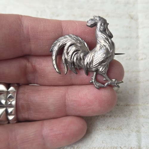 Broche ancienne coq argent - ancienne,
