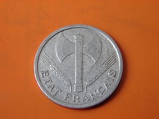 FRANCE . 1 FRANC ETAT FRANCAIS  FRANCISQUE LOURDE. 1942.