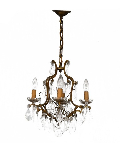 Lustre pampilles doré feux - lustre, 6